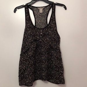 Fun & Flirt Black Floral Racerback Tank Size Small